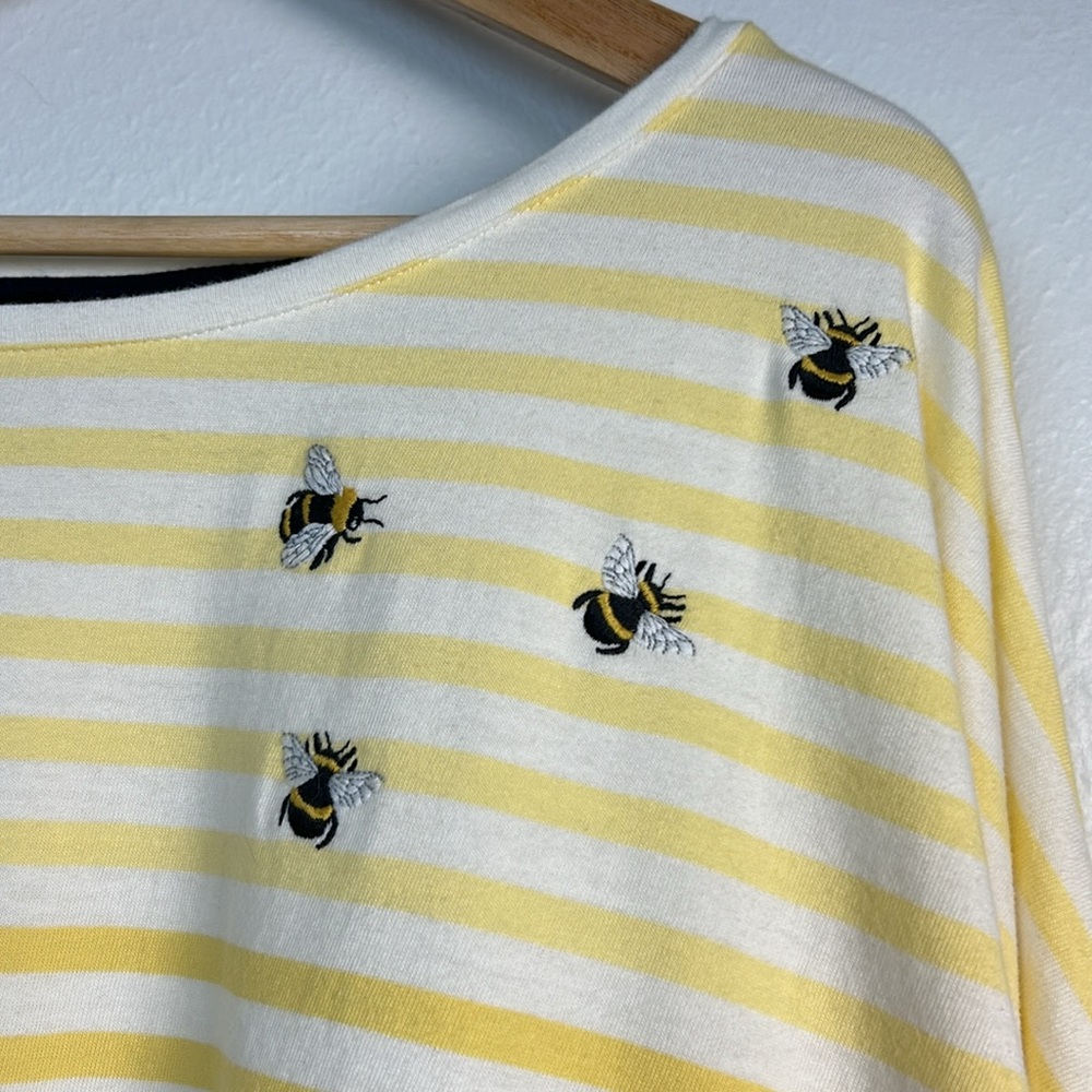Joules bumble bee Marina yellow stripe long sleeve top plus size 22 cotton - Picture 4 of 16